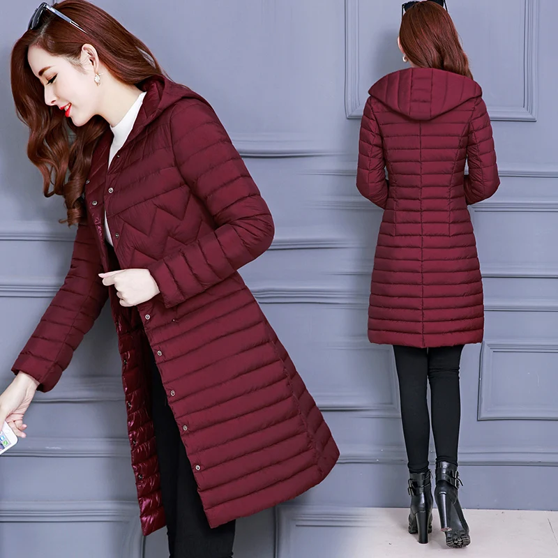 

NEW Light and thin down cotton women's autumn and winter wear 2019 new medium and long temperament slim cotton padded
