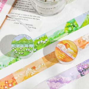 Spring Landscape Washi Masking Tape Adhesive Paper Craft Tape Oil Painting Series Collection For Diy Planner Decor Scrapbooking