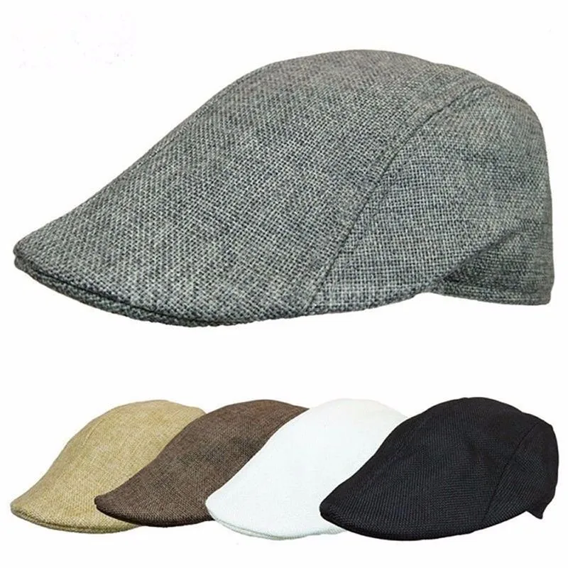 Autumn Beret Caps Men Women Vintage News Boy Cap Cabbie Gatsby Linen Outdoor Hats Berets Brand Sun Hat Unisex Duckbill Caps
