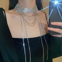 europe and the united states set auger multilayer long tassels neck chain necklace the punk style women jewelry chain body