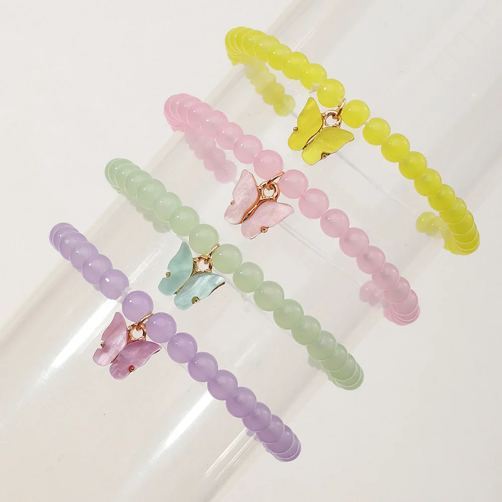 

Lovely Rainbow Beaded BFF Cute Unicorn Pearls Butterfly Girls Children Bracelet Bangles Sets for Christmas Kids Gifts