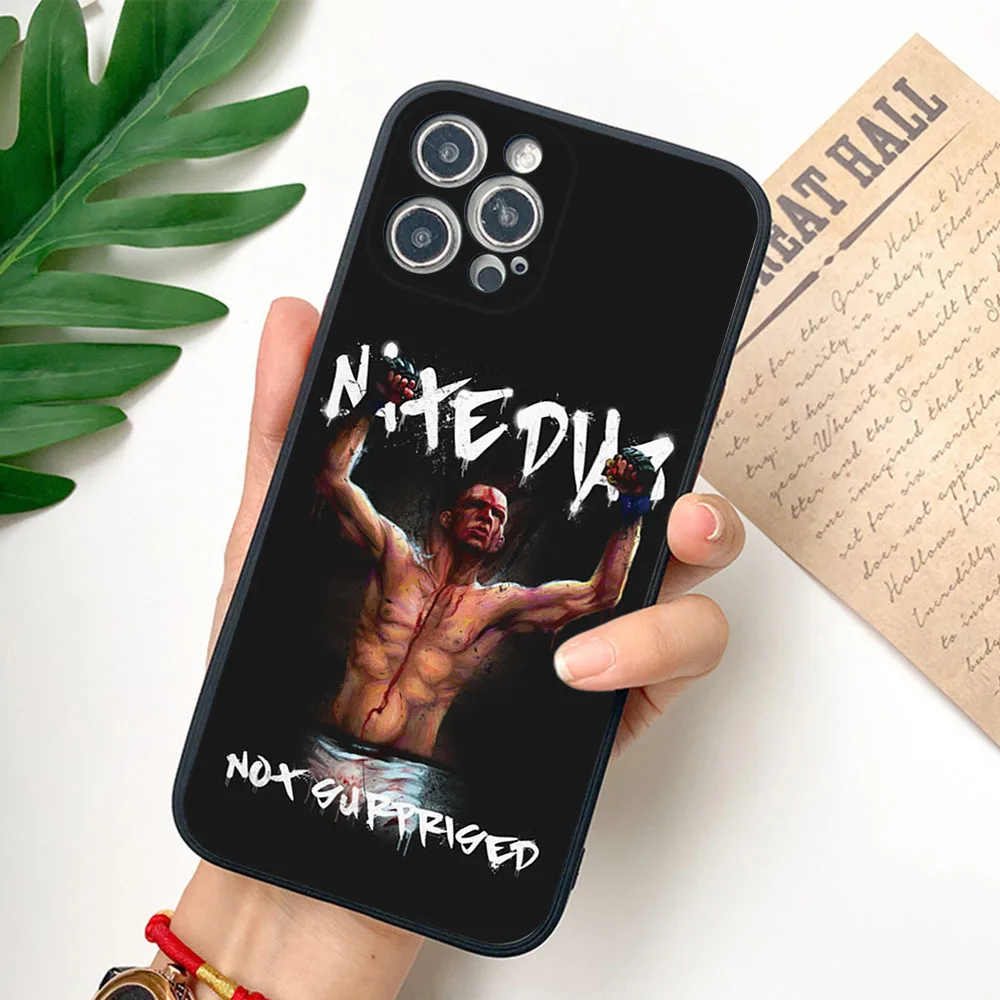 For iphone 16ProMax 15 Pro 14 13 12 Mini 11 7 8 16 Plus XSMax XR KHabib Nurmagomedov Frosted Translucent Cover Black Phone Cases