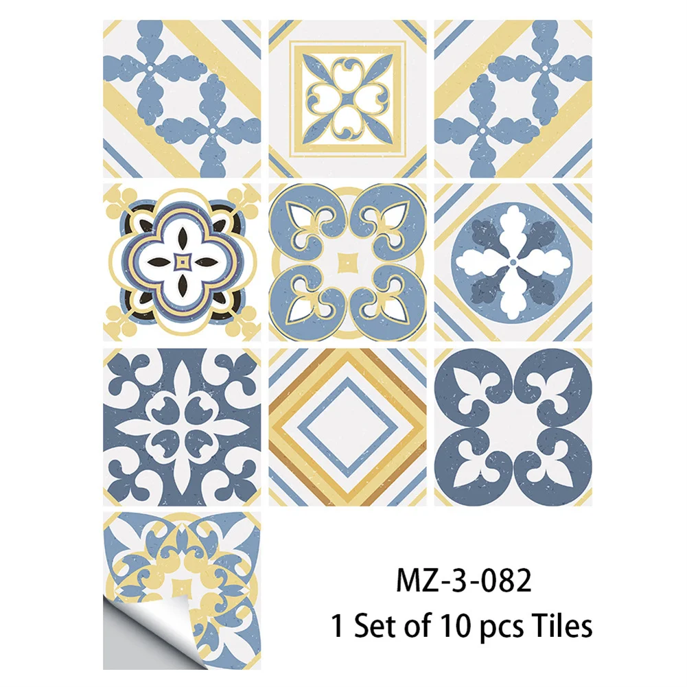 

10Pcs Morandi Color Sand Tile Stickers 10/15CM Home Wall Decoration Wear-resistant Anti-skid Wall Sticker Bathroom Tile Stickers