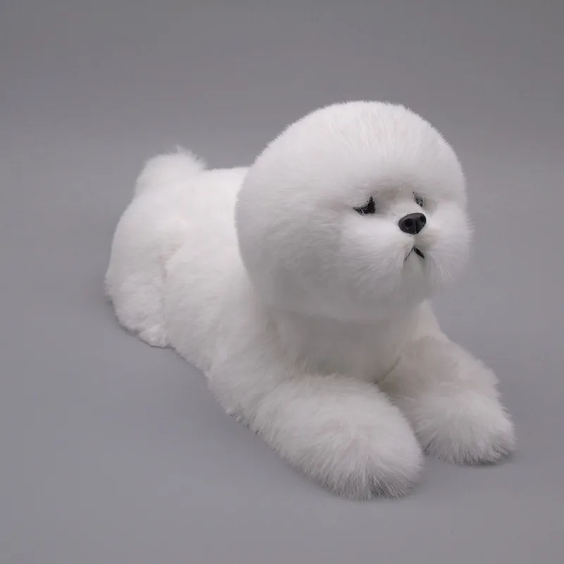 

real life Plastic&Furs Bichon frise lying dog Model Handicraft,Home Decoration Gift about 30*17*14cm P2932