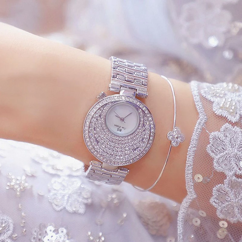 часы женские 2022 креативный дизайн мода платье полный бриллиант нержавеющая