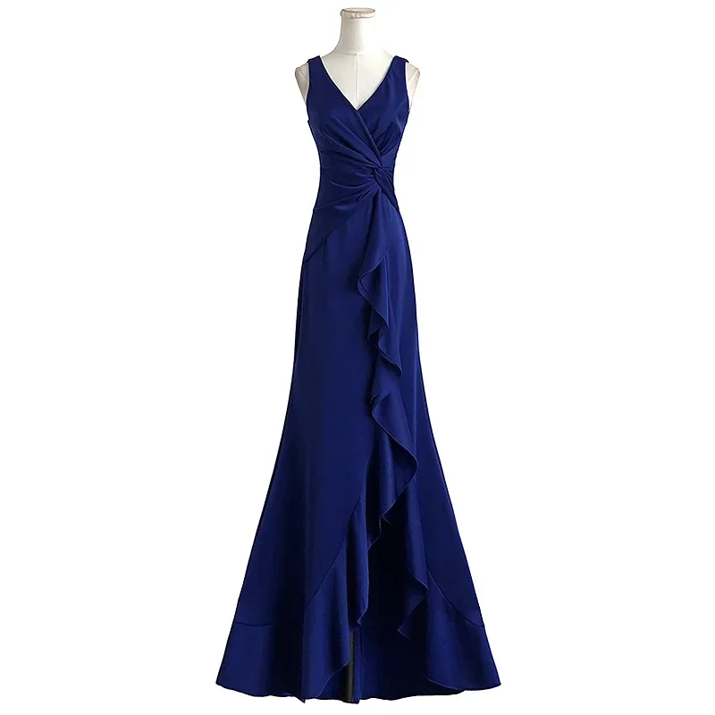 2024 новое женское летнее платье с v-образным вырезом без рукавов в светском стиле