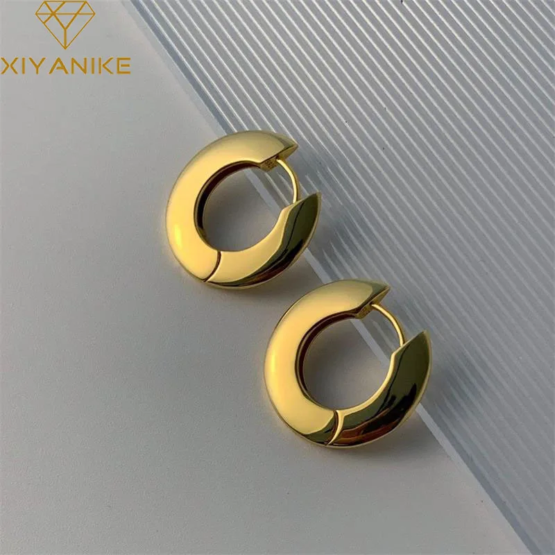 

XIYANIKE Simple Glossy Round Ear Clasp Hoop Earrings For Women Girl Luxury Fashion New Jewelry Ladies Gift Party серьги женские