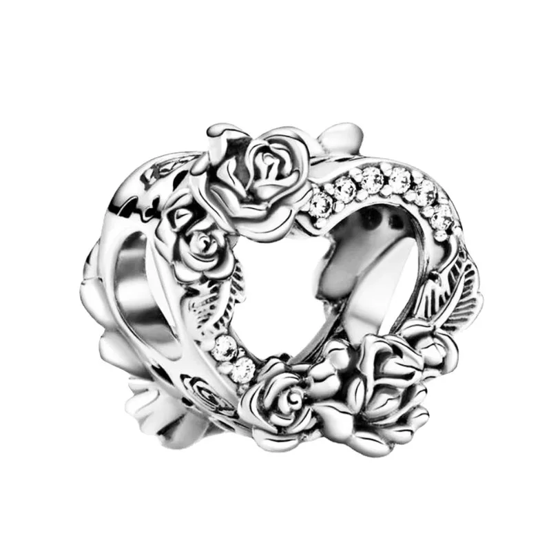 

Flower Heart S925 Silver Charm Pendant European Bead FOR Original Charm Silver Bracelet Trinket Jewelry Lady Women Girl Gift