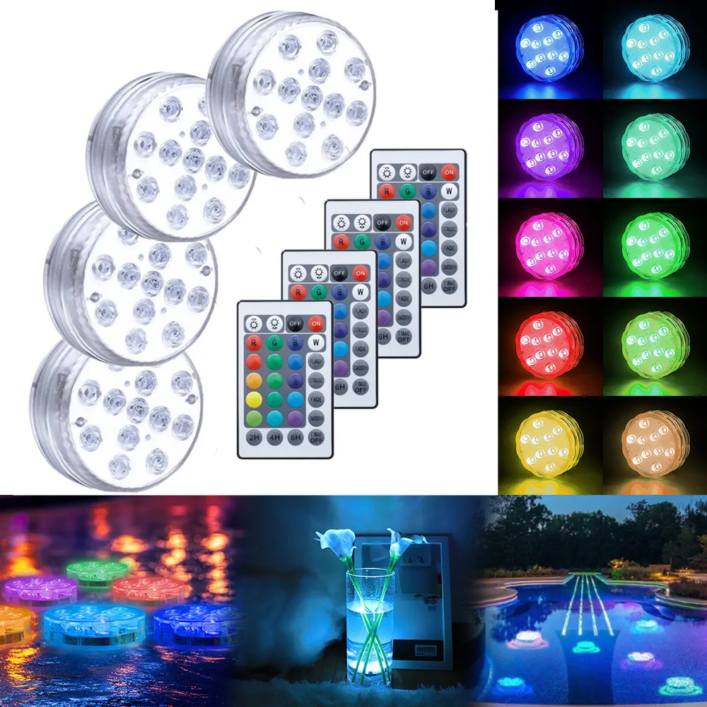 

2022 Upgrade 13 LED RGB Submersible Light with Magnet and Suction Cup Swimming Pool Light Underwater Tea Night Light for Pond