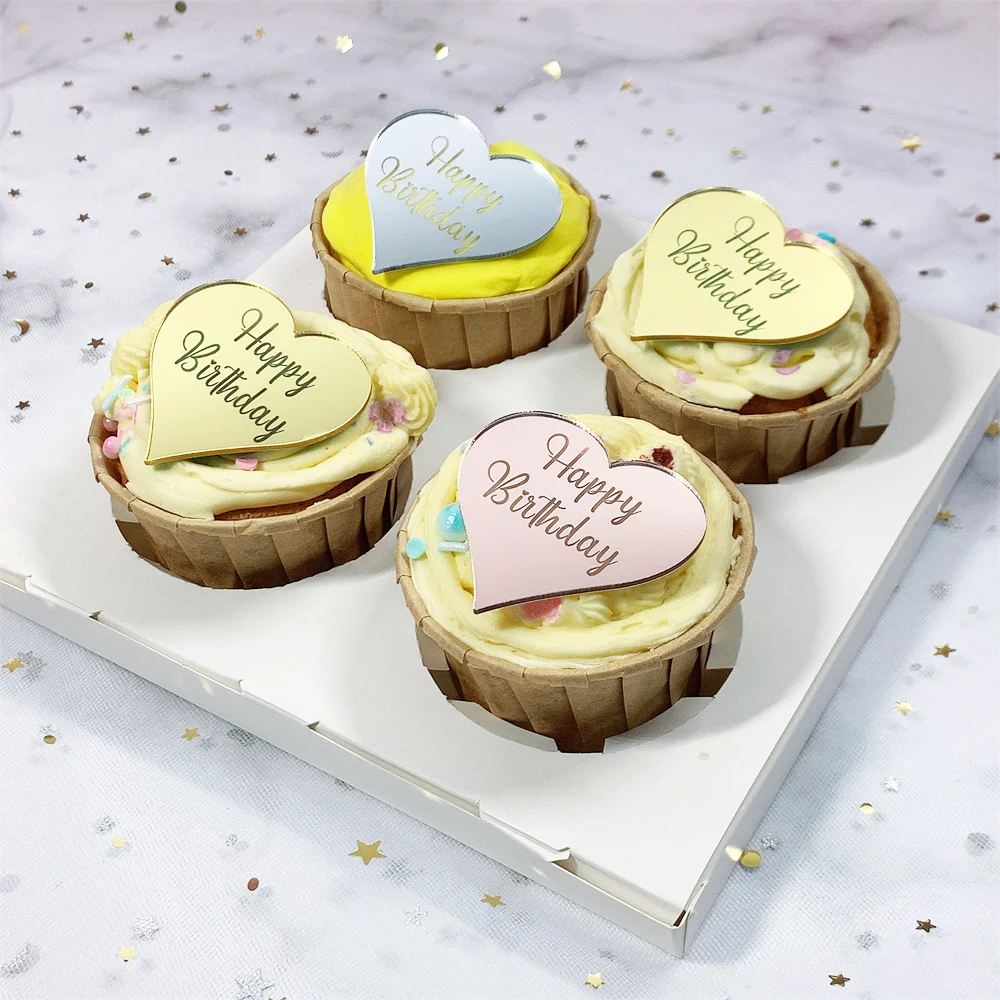 

10 шт., зеркальные акриловые топперы для торта