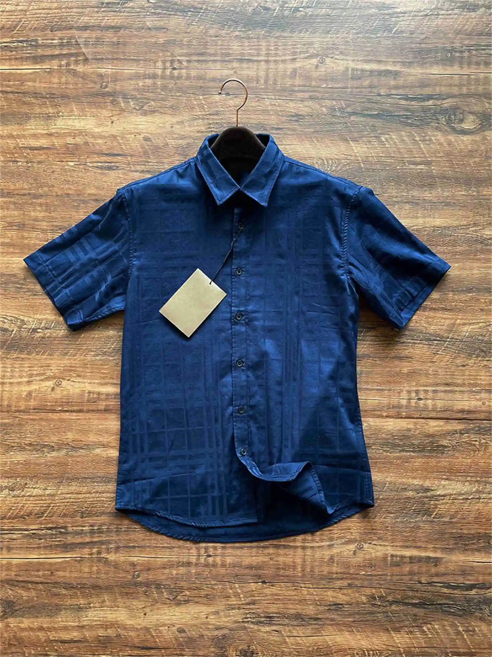 

2022 Summer Men's new Short sleeves, cotton comfort, plaid shirt, high quality, casual business, white dark light blue