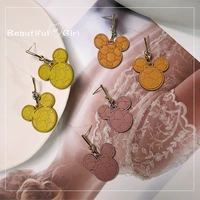 disney mickey mouse new earrings korean retro simple temperament earrings leather personality for women earrings christmas gifts