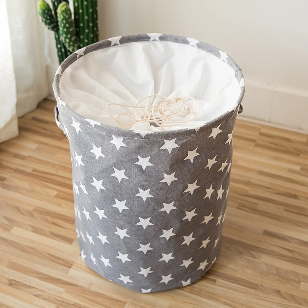 

35*45CM Collapsible Laundry Basket Star Pattern Storage Basket Large Waterproof Linen Cloth Home Toy Clothes Storage Organizer