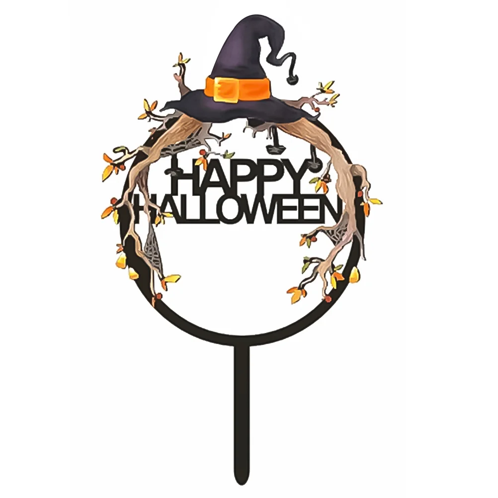 

1pc Dessert Topper Happy Dessert Topper Pumpkin Witch Hat