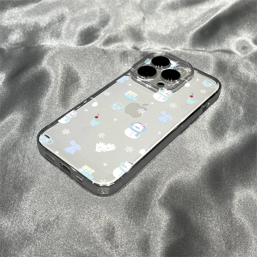 Фото Прозрачный мягкий чехол для телефона Winter Snowman для IPhone 17 16 15 14 13 12 11 Pro Xs Max Air Mini 7 8 6 6s Plus SE 2020 2022 Задняя крышка №1