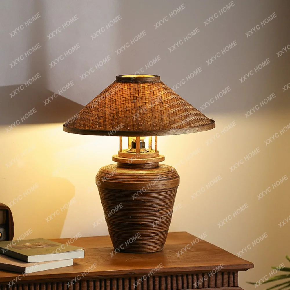 

Bamboo Table Lamp Southeast Asian Style Living Room Bedroom Bamboo Table Lamp Thai Club Restaurant Decoration Table Lamp