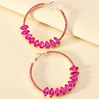 fashion vintage big circle hoop earrings for women elegant luxury brand round full color crystal statement jewelry accessories