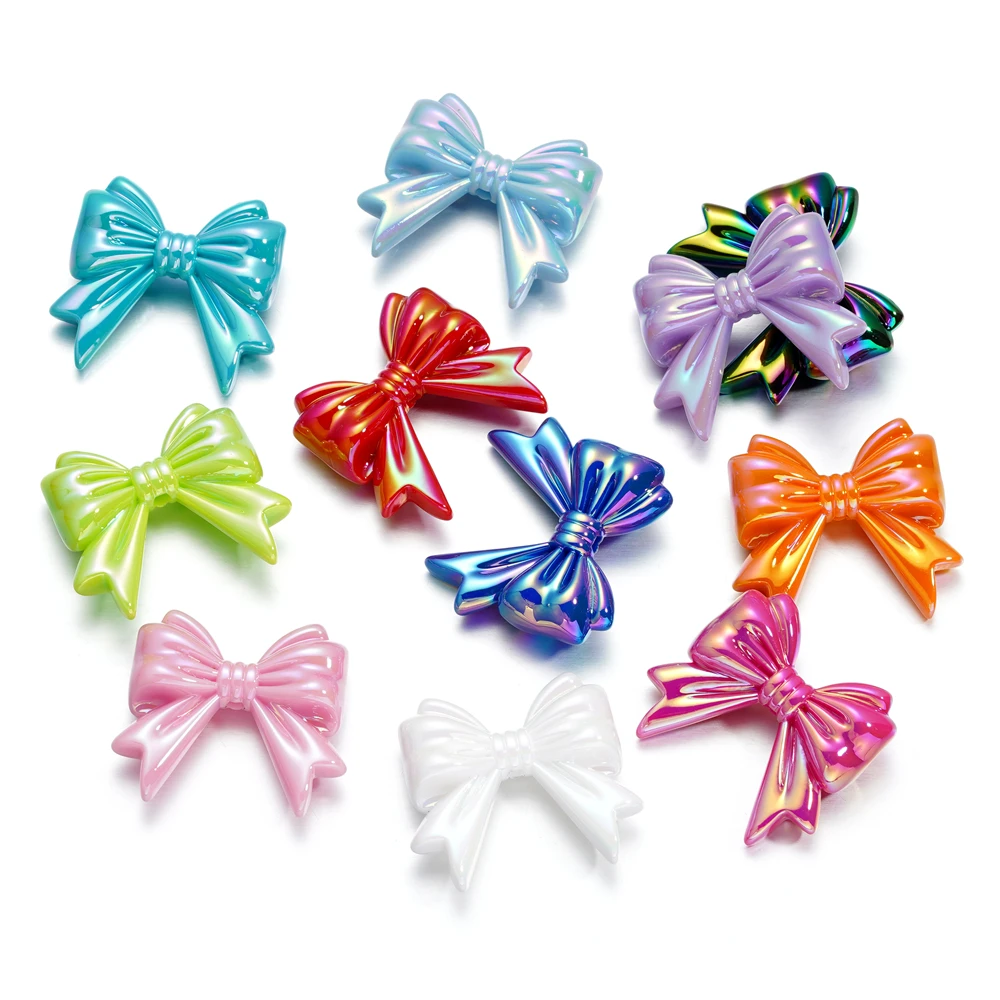 

6-10PCS Acrylic Beads AB Colorful Bow Tie Beads for DIY Jewelry Making Spacer Beads Bracelet Earrings Necklace Accessories