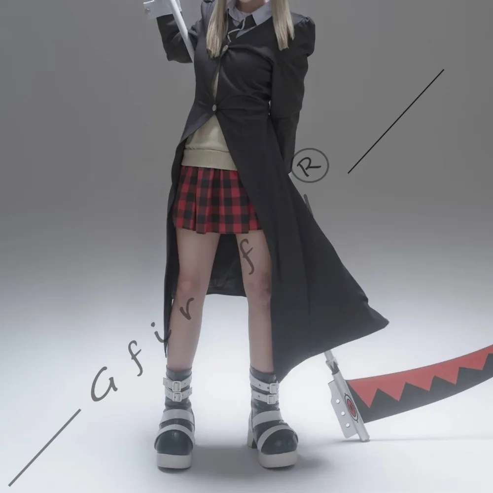 Фото Костюм для косплея Soul Eater Мака Албарн: черный плащ с париком и аксессуарами, полный комплект для женщин, на Хэллоуин и Comic Con №4