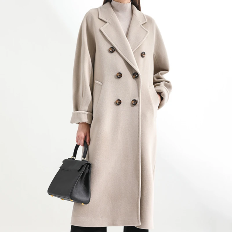 

Elegant Women Long Coat Autumn Winter Korean Fashion Long Coats For Women Vintage Overcoat Outwear Casaco Feminino