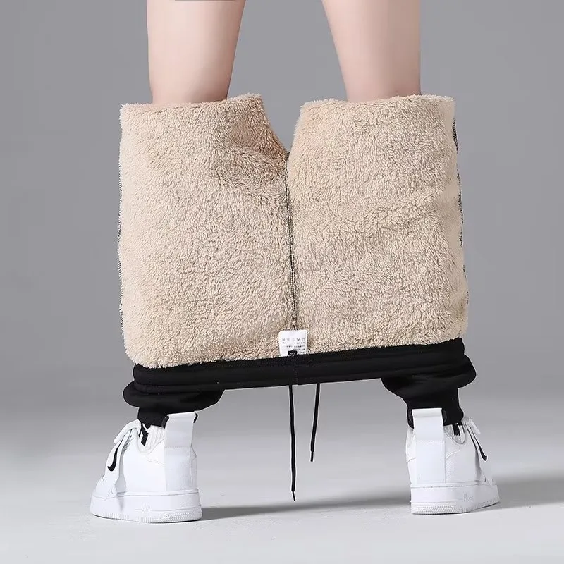 

Fleece Sweatpants Mens Casual Pants Winter Thick Trousers Warm Black Pants Male Elastic Waist Jogging Pants Streetwear