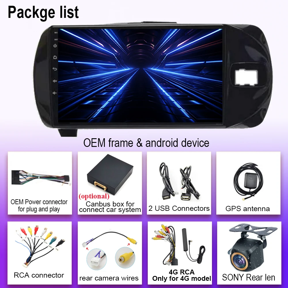 Автомобильный радиоприемник на Android 14 для Toyota Vitz 3 XP 130 2014-2019 беспроводная