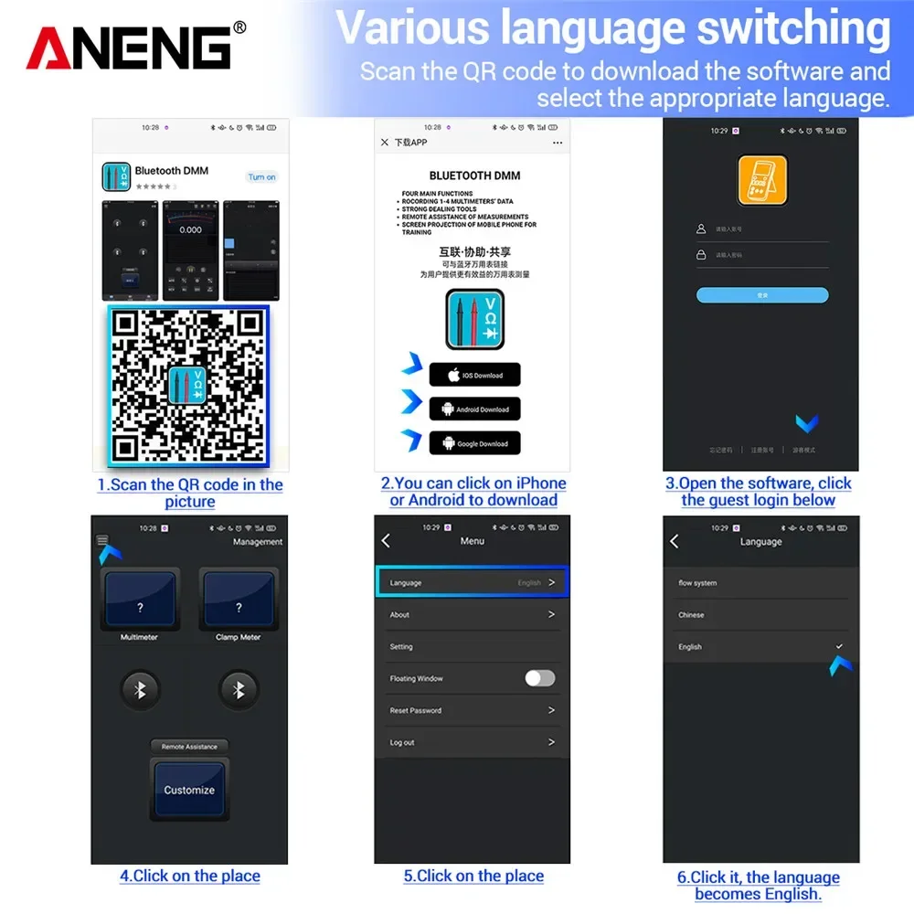 Фото ANENG AN9002 Цифровой Bluetooth-мультиметр 6000 отсчетов Профессиональный мультиметрTrue RMS AC/DC Тестер напряжения и автоматический диапазон №5