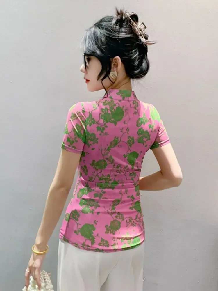 Новинка 2024 женская футболка в китайском стиле на весну и лето с