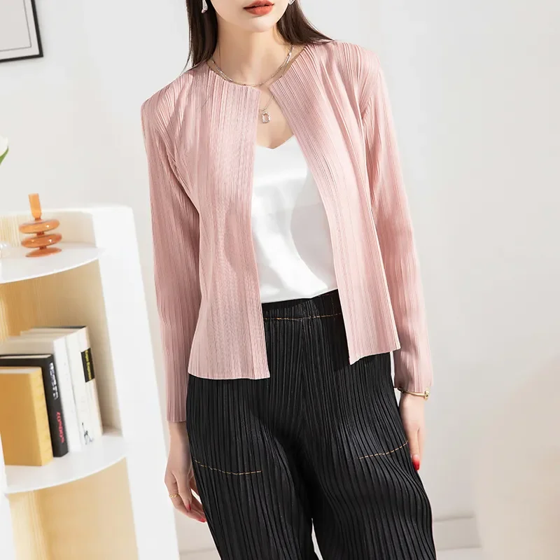 Женское Плиссированное пальто GGHK Miyake новый простой Повседневный Кардиган на