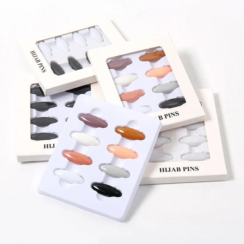 

8pcs/box Muslim Hijab Pins Color Black and White Safety Pins Clips Ladies Hair Dressing Accessories Brooches