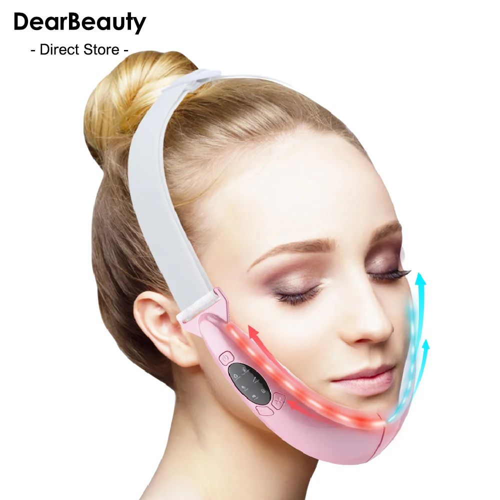Electric Micro-current V-shape Facial Lifter Lift Tighten Reduce Double Chin Masseter EMS Face Slimming Vibration Massager