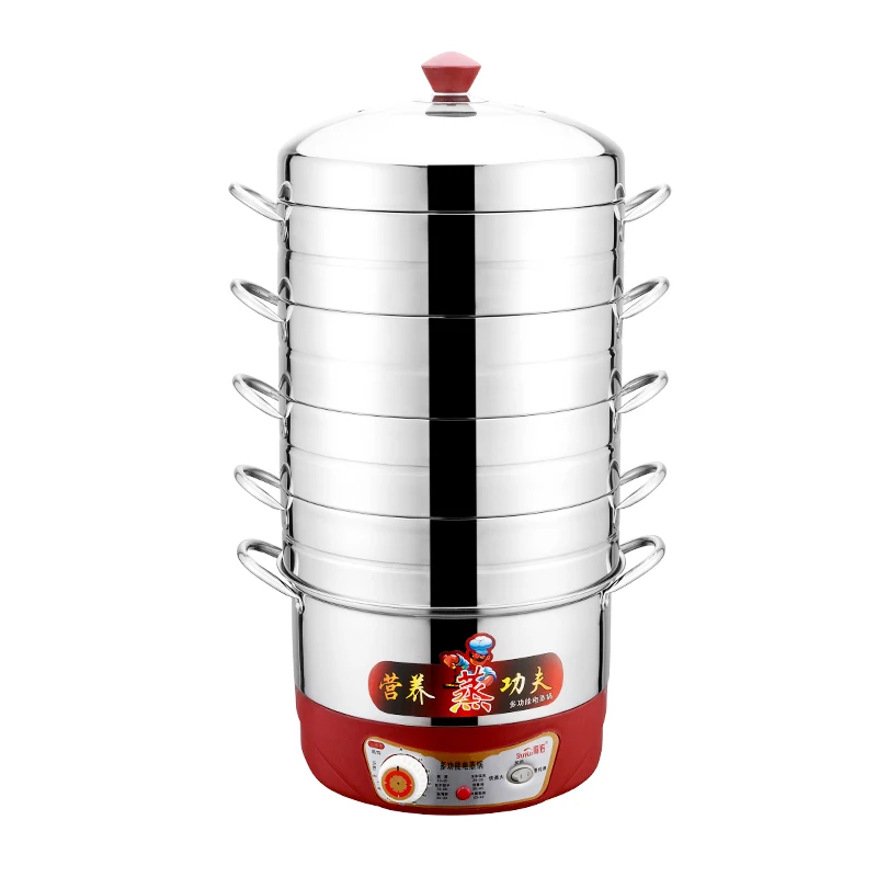 

Stainless Steel Steamer Cooker Food Rice Noodle Roll Dumpling Large Electric Steamer Pot Boiler Vertical Cuisine Cooking Pot
