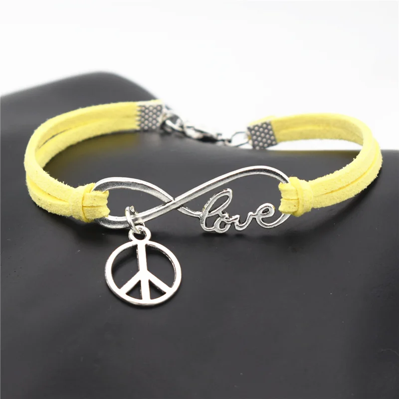 

Браслет с круглым знаком для мужчин и женщин, желтая нить, бесконечность, любовь, мир, Ювелирное Украшение для пар