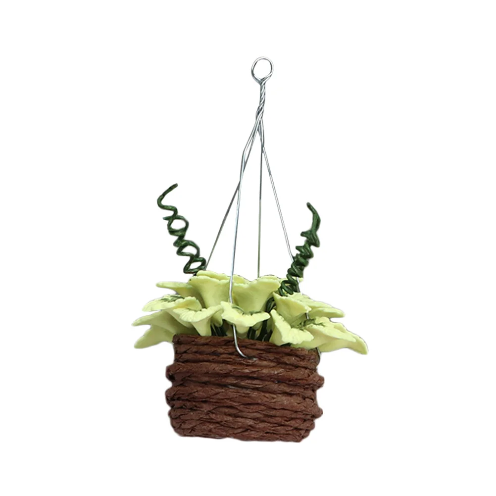 

Miniature Hanging Plant Basket Model Adornment Kids Mini House Photo Prop