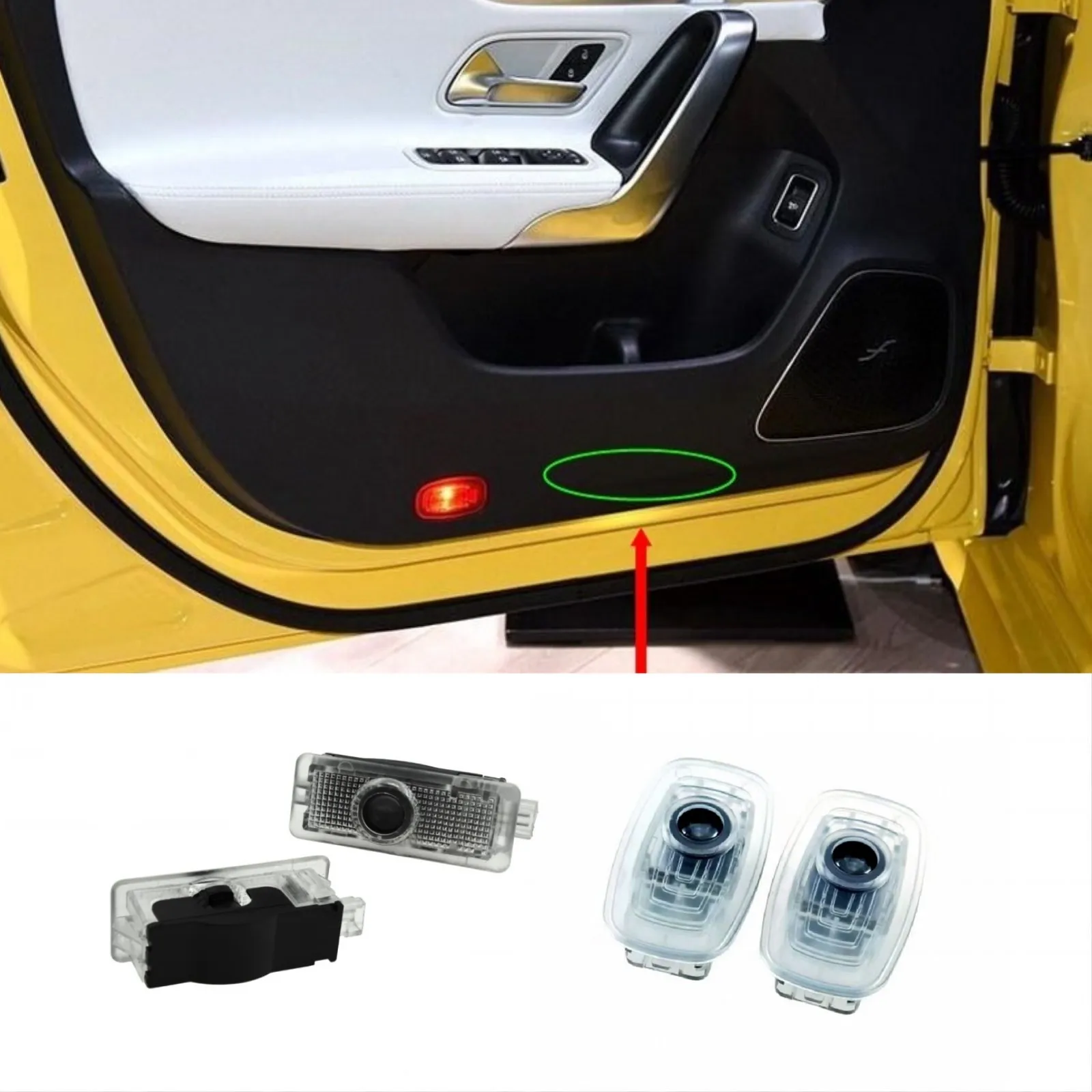 Фото 2 шт. светодиодный проектор двери автомобиля для Mercedes Benz cla200 Amg cla250 200 250 220 cls w218 w257 cls250 cls300 300 Cla c117 c118 №1