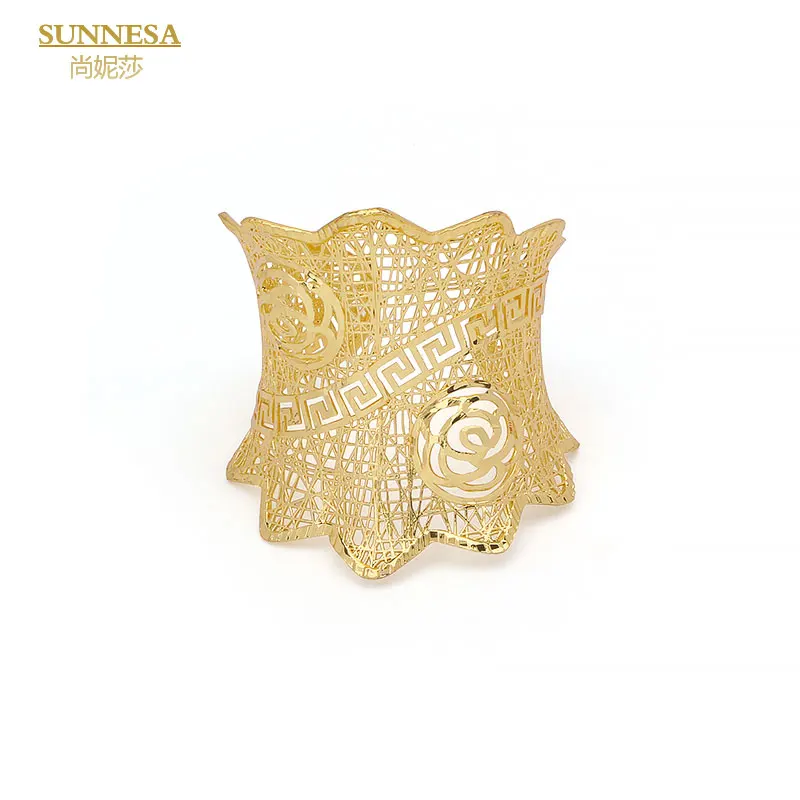 

SUNNESA 18k Позолоченные Роскошные фотообои для свадьбы классические ажурные регулируемые эфиопские браслеты для женщин на годовщину