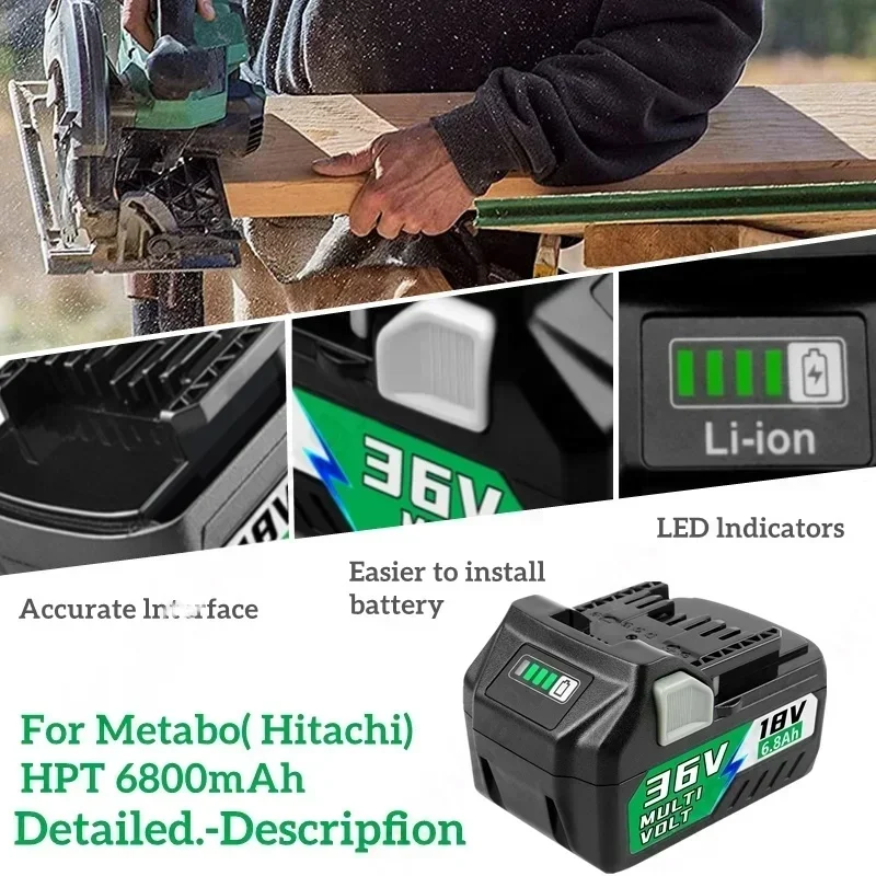 Аккумулятор 36В18В 6.8Ач для Hitachi HiKOKI BSL1840 BSL1860 DS18DSL C18DSL - Высокая мощность и длительное время работы для многофункциональных инструментов (art.: 3920d9cfbe39b) - 3920d9cfbe39b