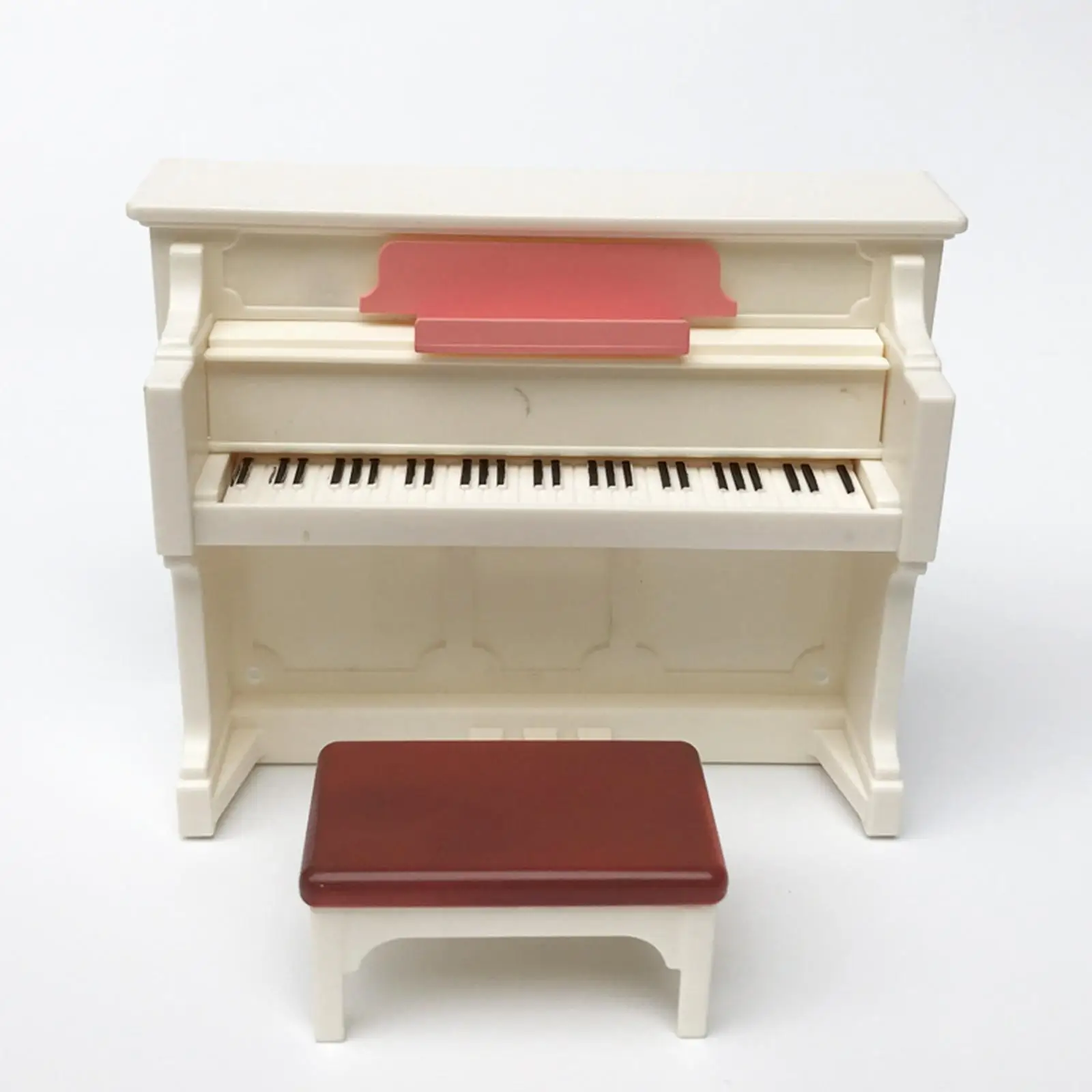 

1/12 Mini Dollhouse Piano with Stool Model DIY Ornaments Accessories ,Beige