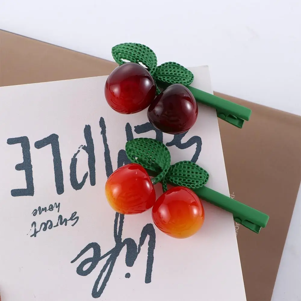 

Cute Lovely Girls Alloy Female Fruit Cherry Hairpin Korean Style Barrettes Women Hair Clips Hair Accessories