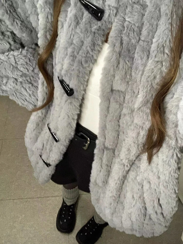 Маленькая серая верхняя одежда из овечьей шерсти American-Sle женский свободный