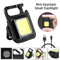 mini led flashlight keychain light cob work light car maintenance lamp home portable emergency night light torch with corkscrew