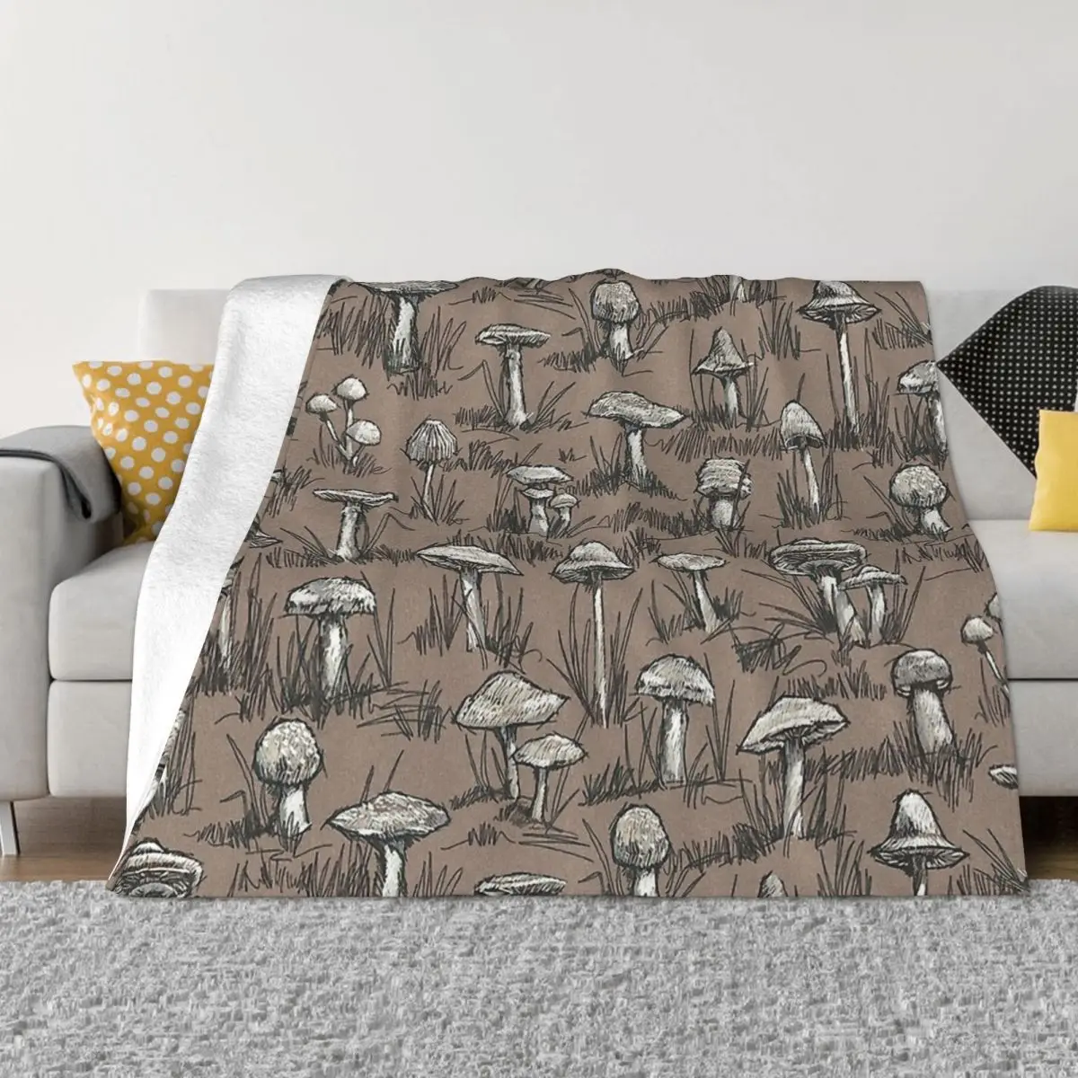 

Mushroom Mushrooms Forest Wild Sketchbook Pattern Portable Warm Throw Blankets for Bedding Travel