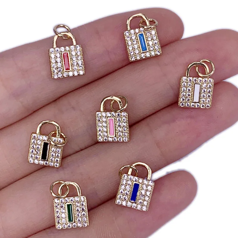 

Fashion Hip Hop Style CZ Lock Shape Charm Pendant Fine Jewelry Making Necklace Bracelet Earrings Female Accessories