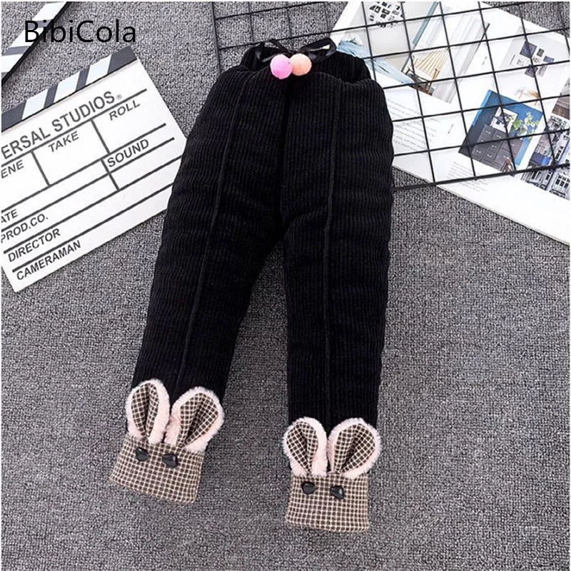 

Baby girls cotton pants Childrens fashion cartoon three-layer super thick thermal pants Winter thick cotton pants 2-7 years old