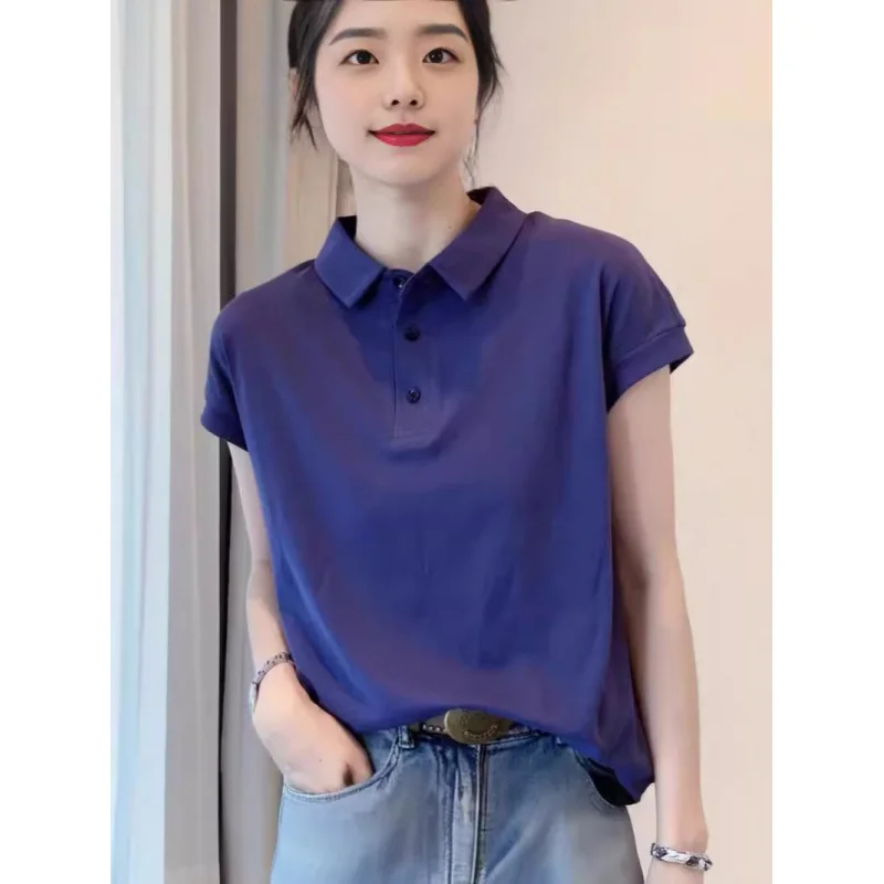 Женская однотонная рубашка с коротким рукавом и плечами новинка 2024 модный