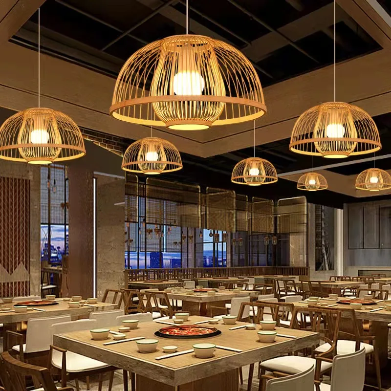 Художественная Потолочная люстра из бамбука ручной работы домашняя Садовая