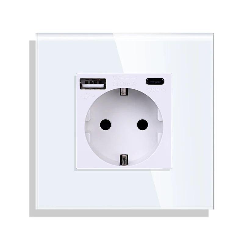 

USB-розетка настенная с евровилкой, 16 А, ма