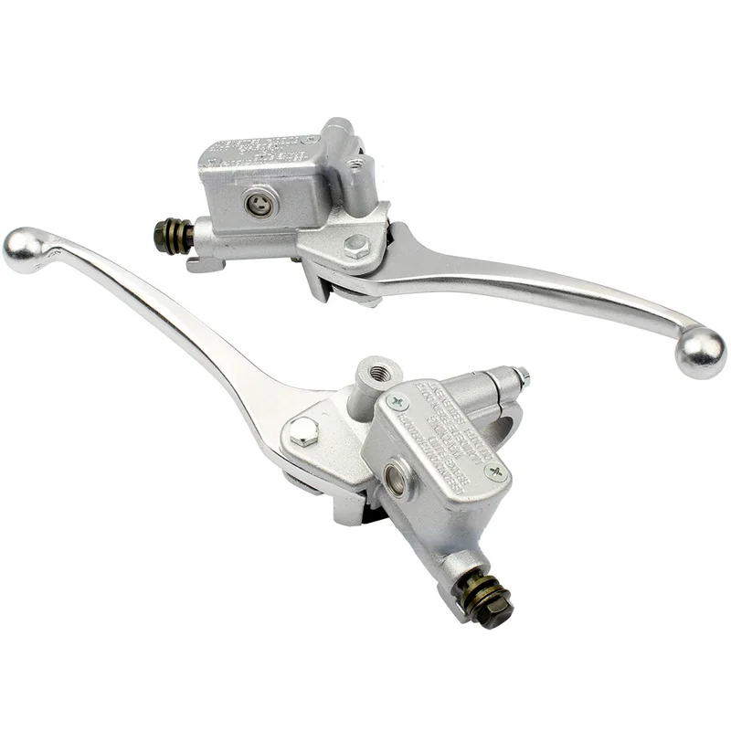 

7/8" 22mm Front Motorcycle Hydraulic Brake Pump Master Cylinder Silver Left Right Disc Brake Lever Universal w/ Brake Switch