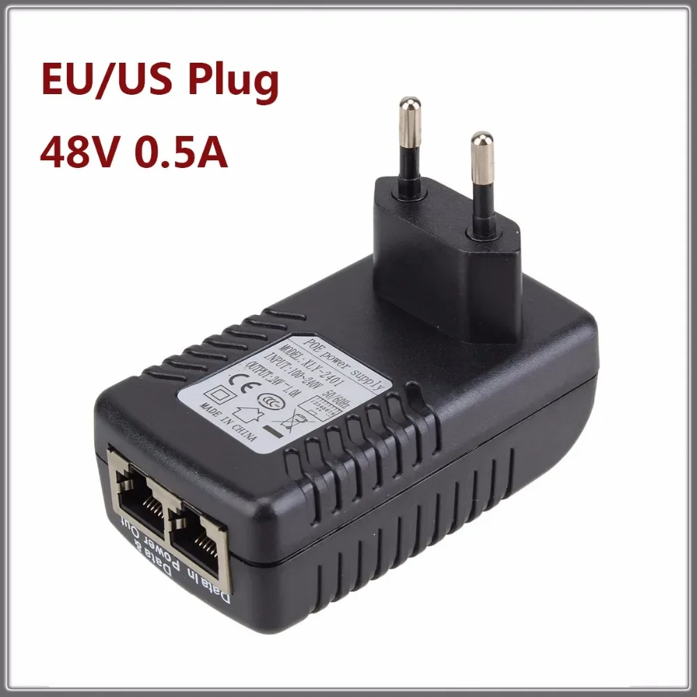 

48 в 0,5 А 24 Вт POE настенный штекер Poe инжектор Ethernet адаптер CCTV IP-камера PoE источник питания для телефона US EU вилка