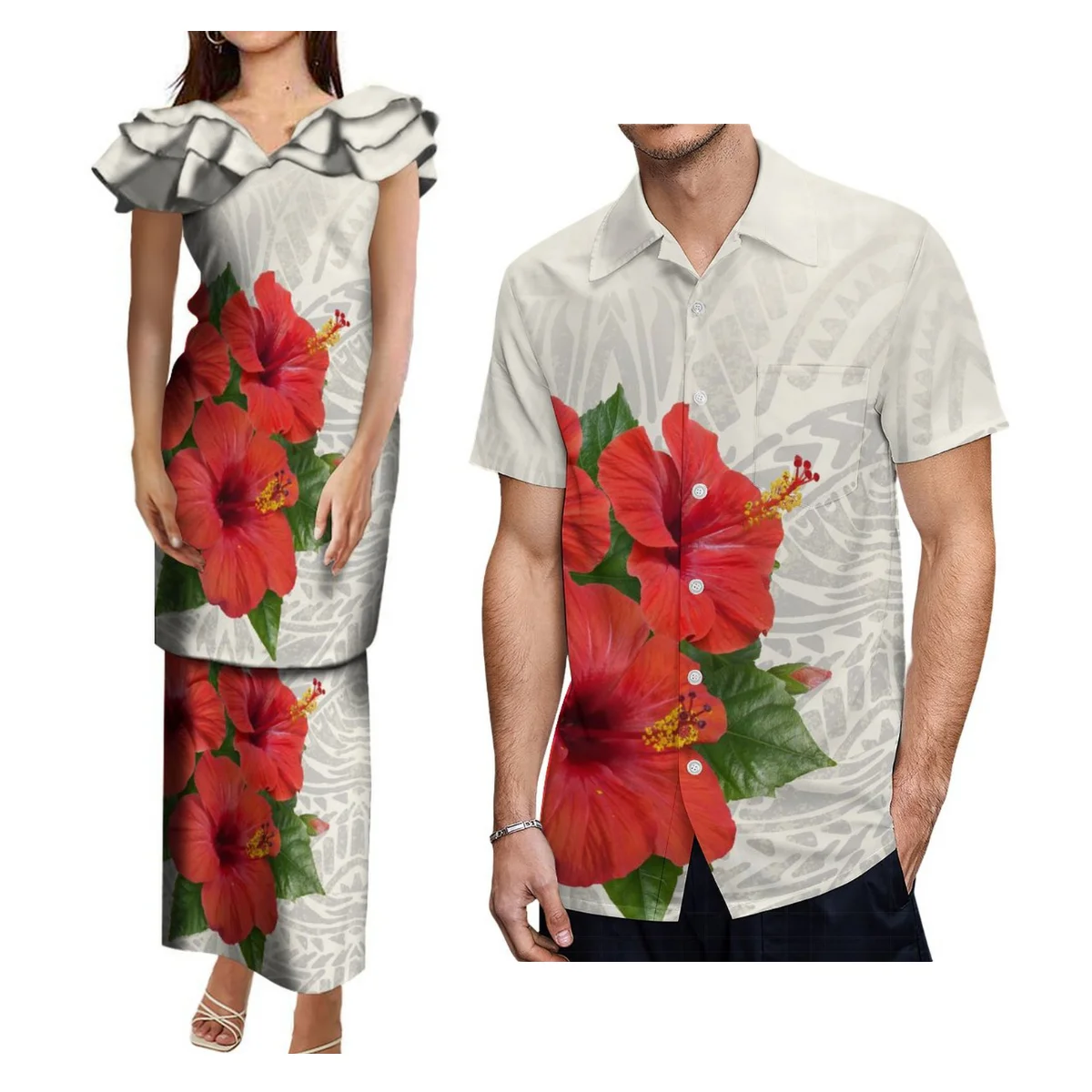 Высококачественный гавайский гибискус с цветочным принтом модный комплект Pletasi